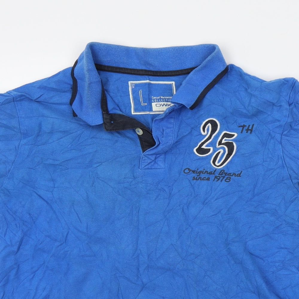 Owk Company Mens Blue Colourblock   Polo Size L