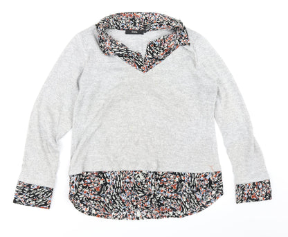 Festa Womens Grey Floral  Pullover Jumper Size 14