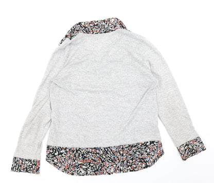Festa Womens Grey Floral  Pullover Jumper Size 14