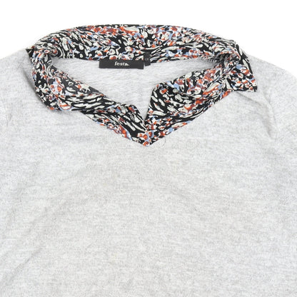 Festa Womens Grey Floral  Pullover Jumper Size 14