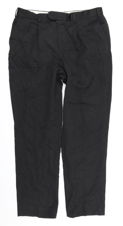 Oakman Mens Black   Trousers  Size 36 in L28 in