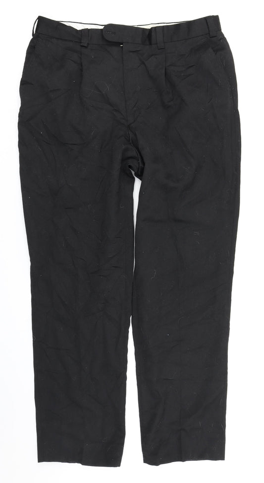 Oakman Mens Black   Trousers  Size 36 in L28 in