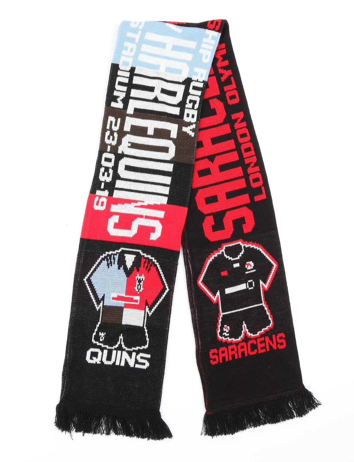 Premiership Rugby Mens Black Striped  Scarf  One Size