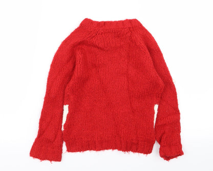 NEXT Girls Red Geometric  Pullover Jumper Size 3 Years  - Christmas jumper