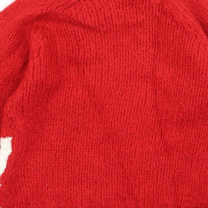 NEXT Girls Red Geometric  Pullover Jumper Size 3 Years  - Christmas jumper