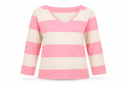 Viz A Viz Womens Multicoloured Striped  Basic T-Shirt Size S