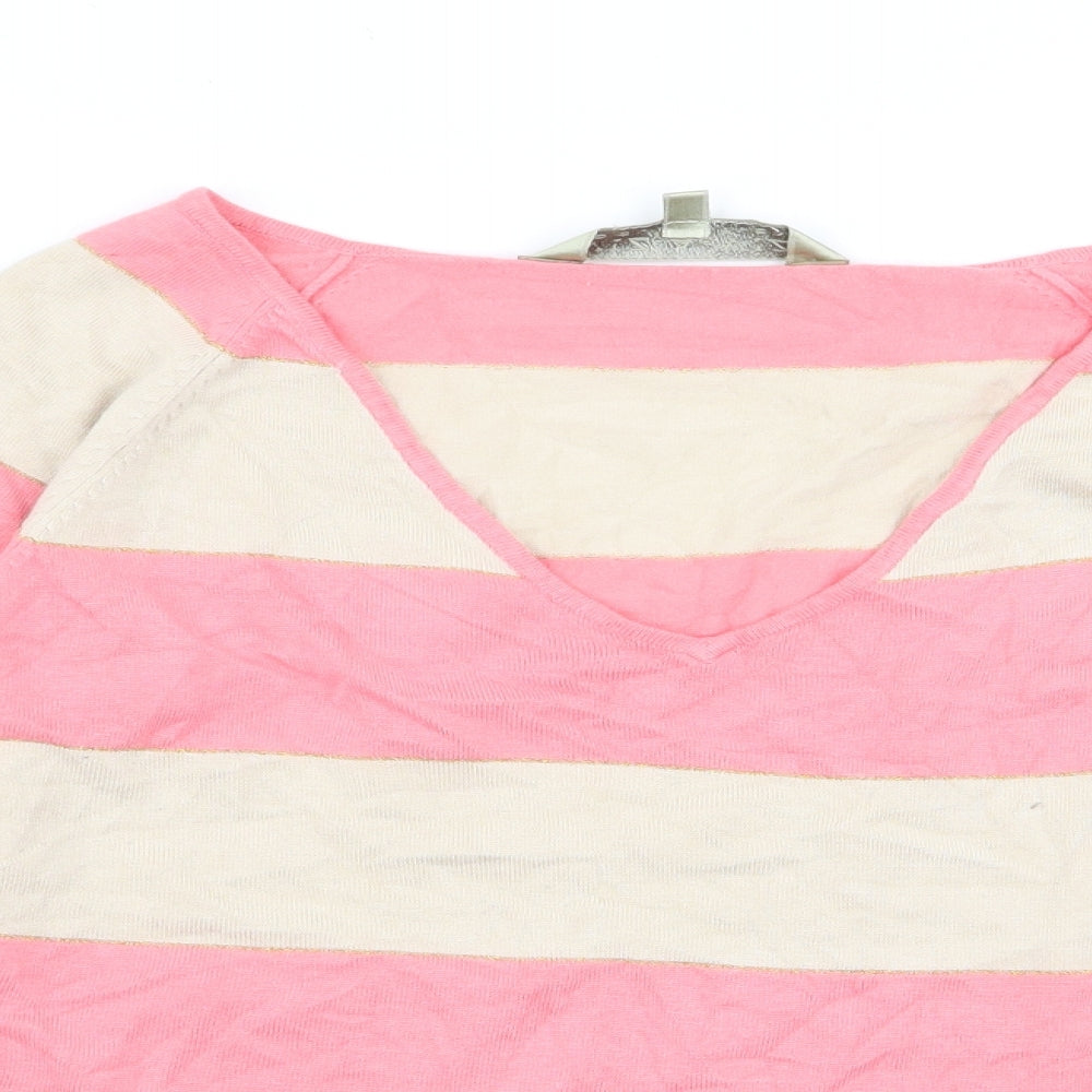 Viz A Viz Womens Multicoloured Striped  Basic T-Shirt Size S