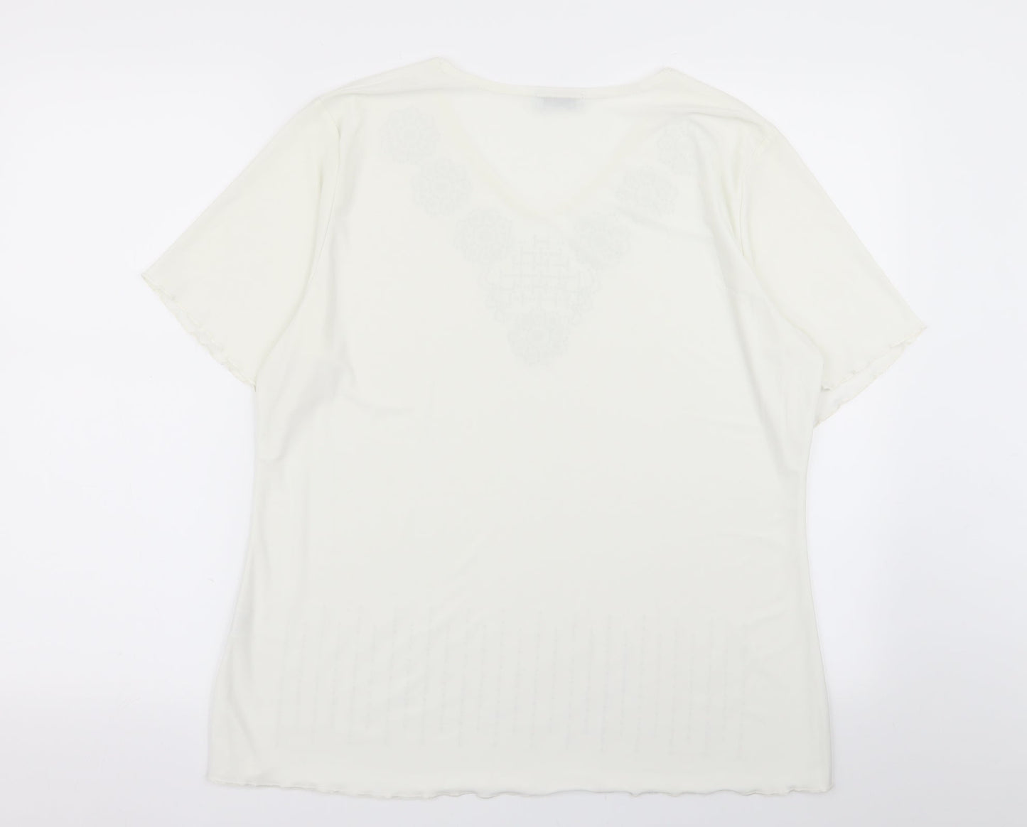 megs Womens White Geometric  Basic Blouse Size XL