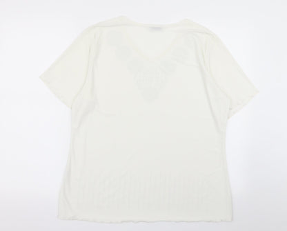 megs Womens White Geometric  Basic Blouse Size XL