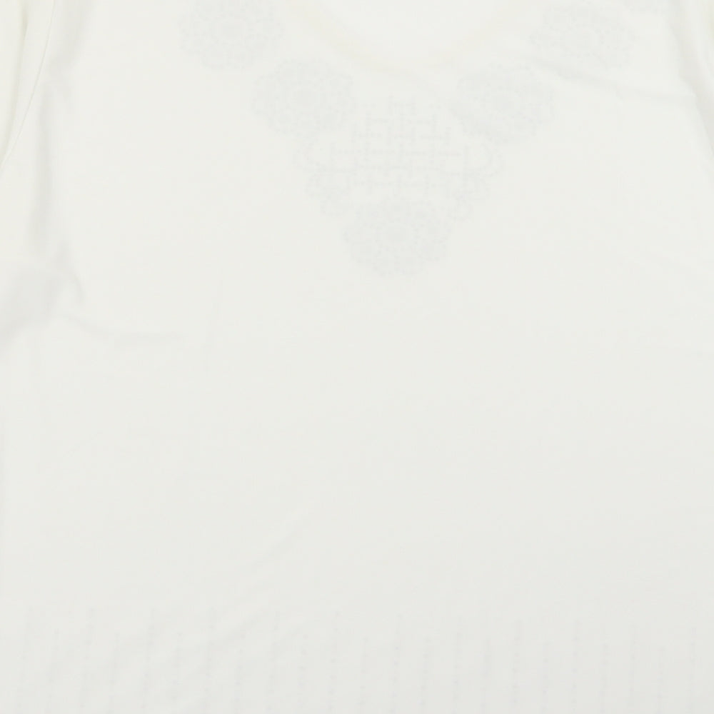 megs Womens White Geometric  Basic Blouse Size XL