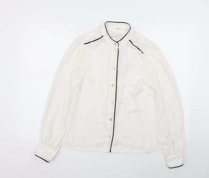 Womens UK Size 10 Linea White Basic Button-Up