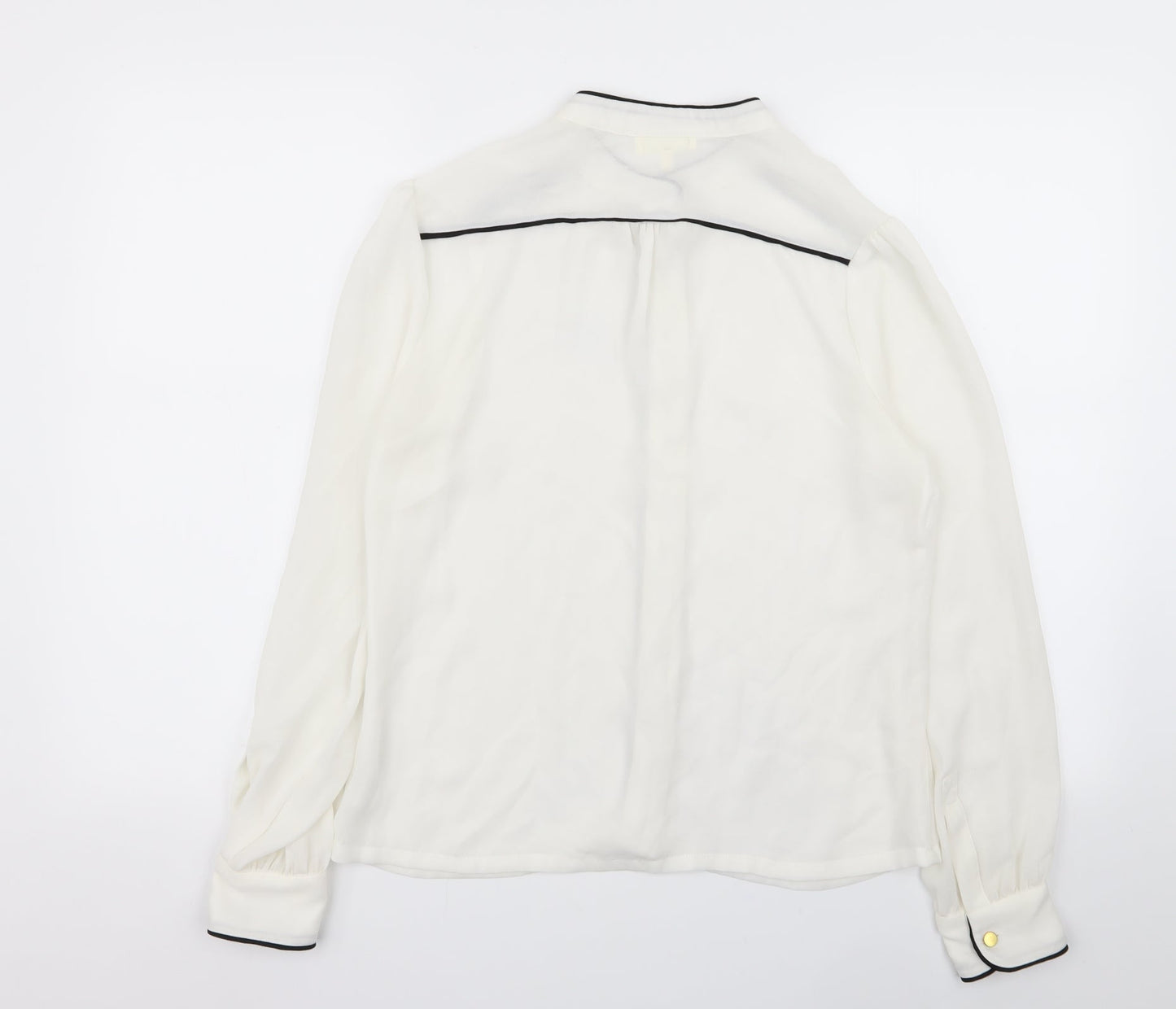 Womens UK Size 10 Linea White Basic Button-Up