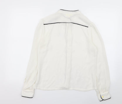 Womens UK Size 10 Linea White Basic Button-Up