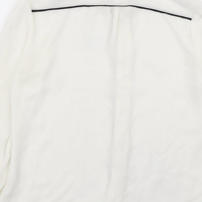 Womens UK Size 10 Linea White Basic Button-Up