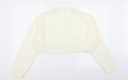 Womens UK Size M Missguided White Pullover Jumper