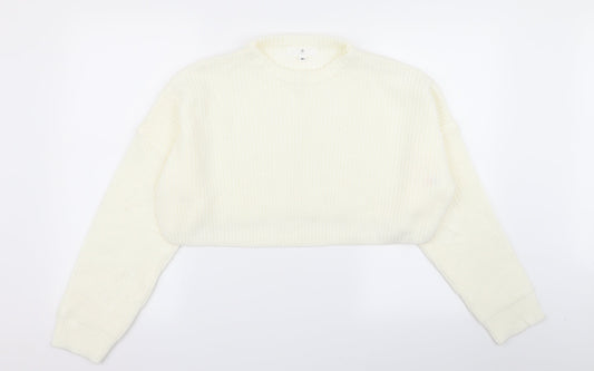 Womens UK Size M Missguided White Pullover Jumper