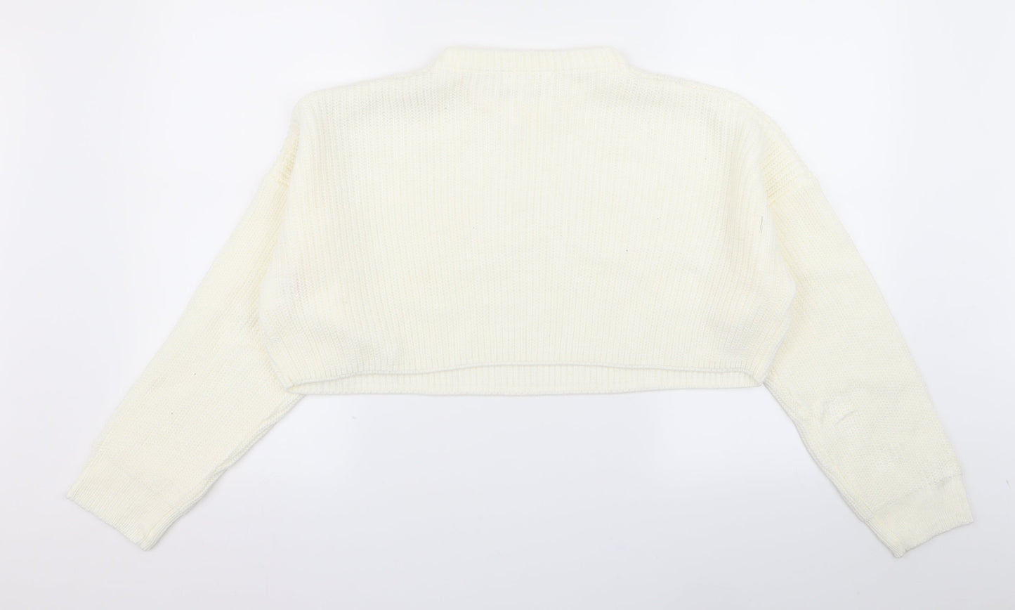 Womens UK Size M Missguided White Pullover Jumper