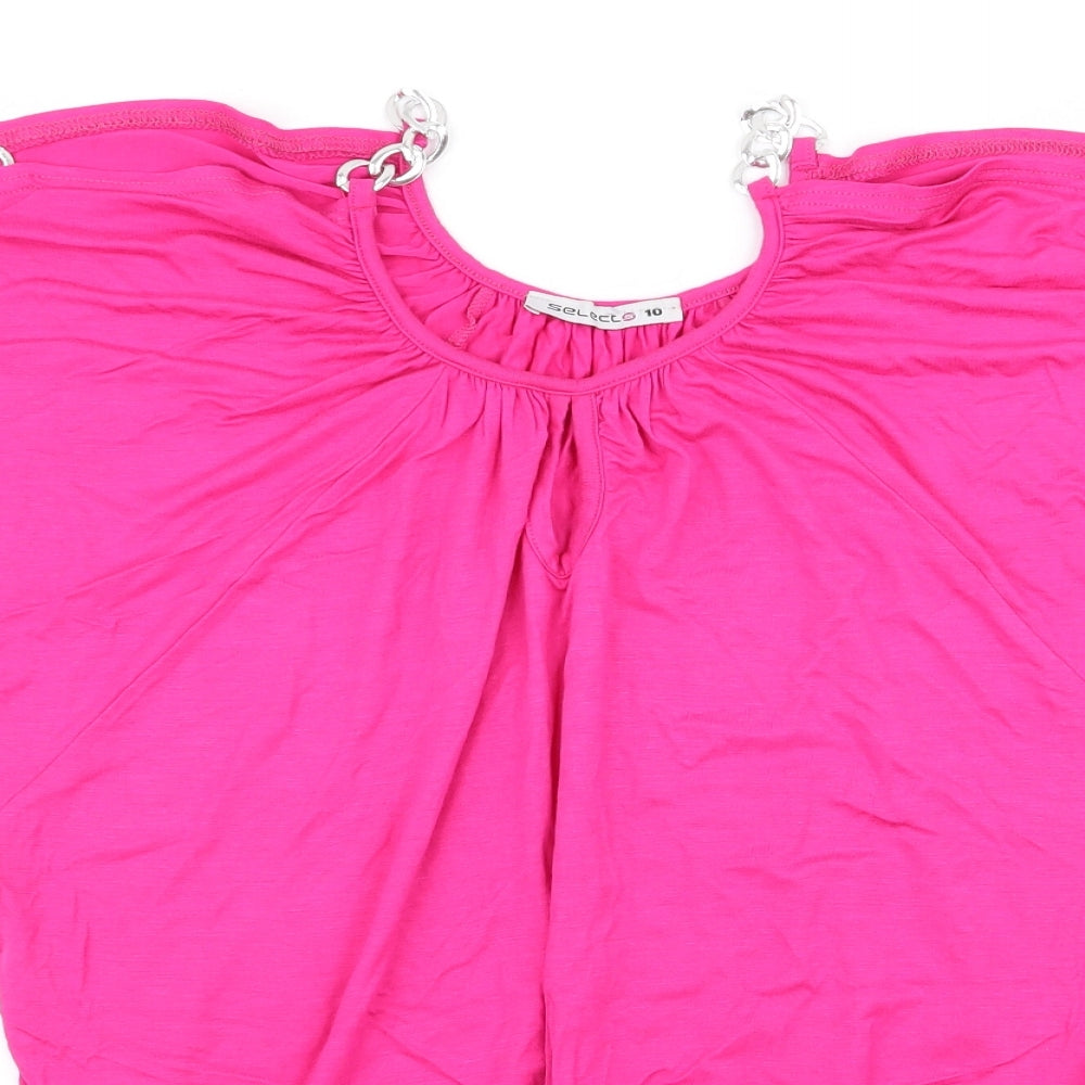 Womens UK Size 10 Select Pink Basic T-Shirt