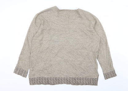 lin Womens Beige Geometric  Cardigan Jumper Size XL
