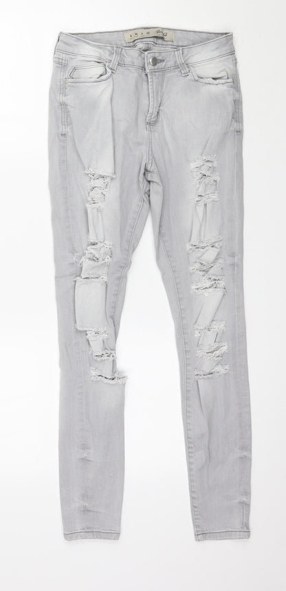 Denim & Co. Womens Grey  Denim Skinny Jeans Size 8 L27 in