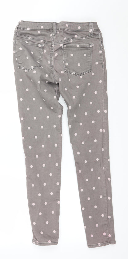 Gap Girls Grey Polka Dot Denim Skinny Jeans Size 12 Years