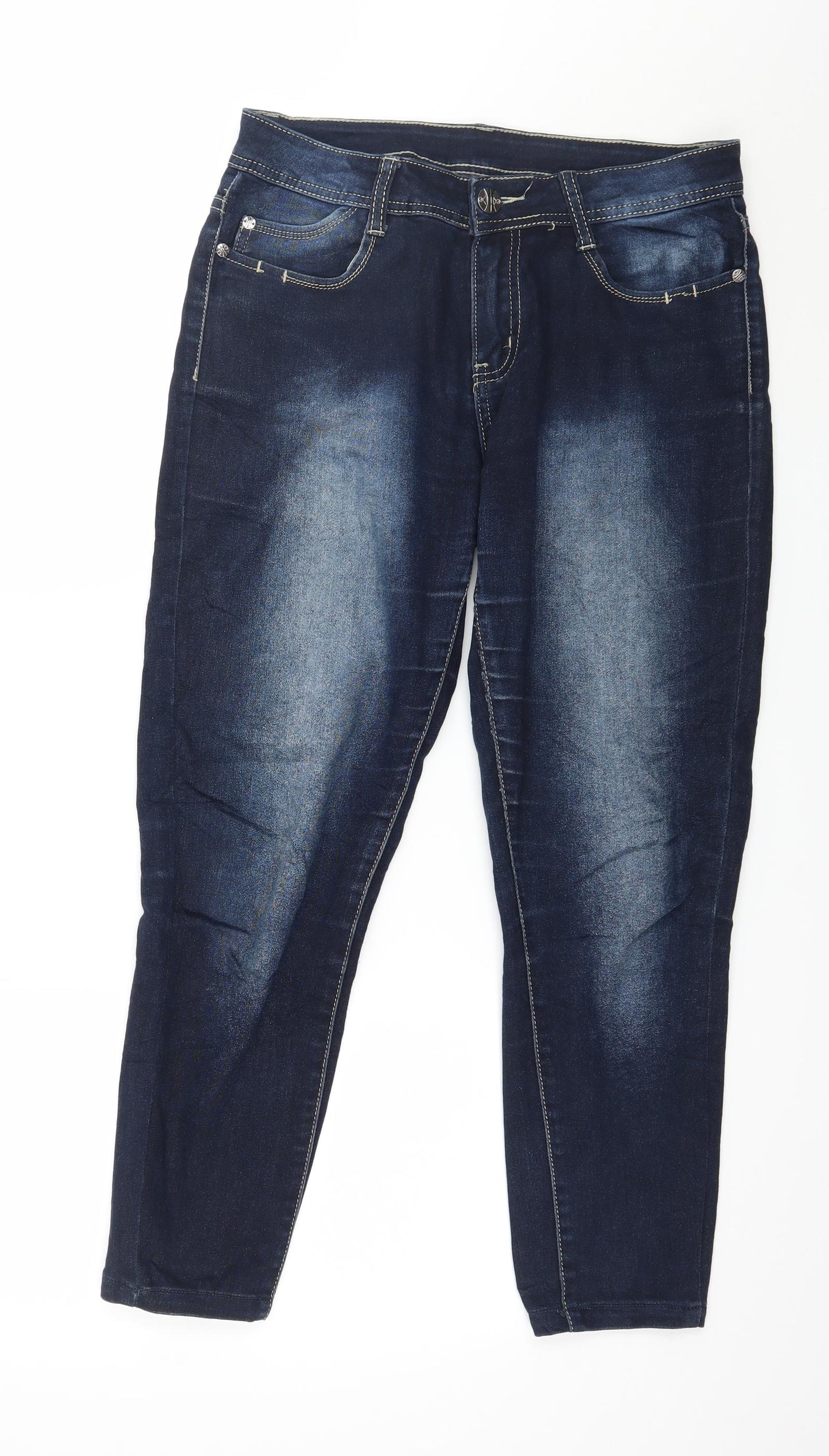 Womens UK Size 34 in Preworn Regular Fit Tapered Blue Jeans