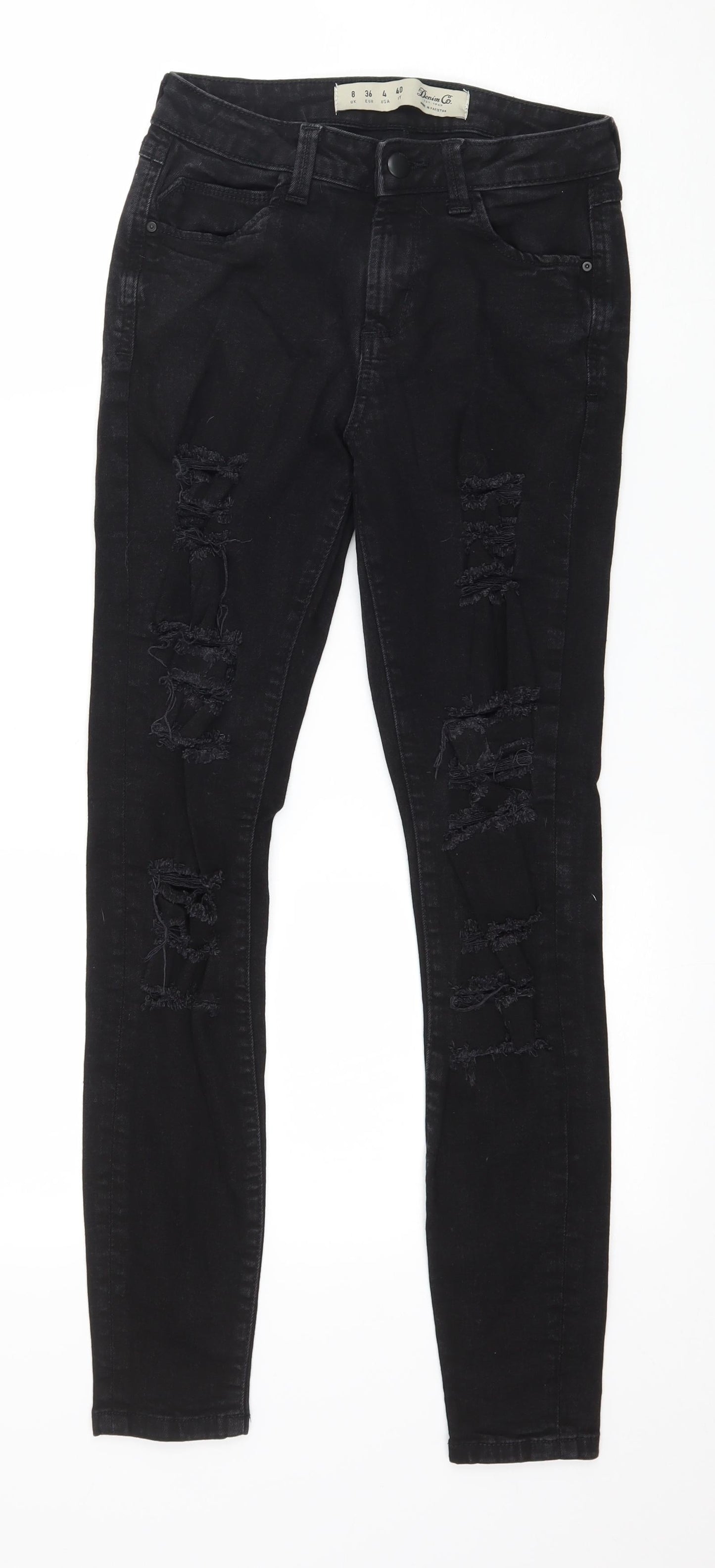 Denim & Co. Womens Black  Denim Skinny Jeans Size 8 L28 in