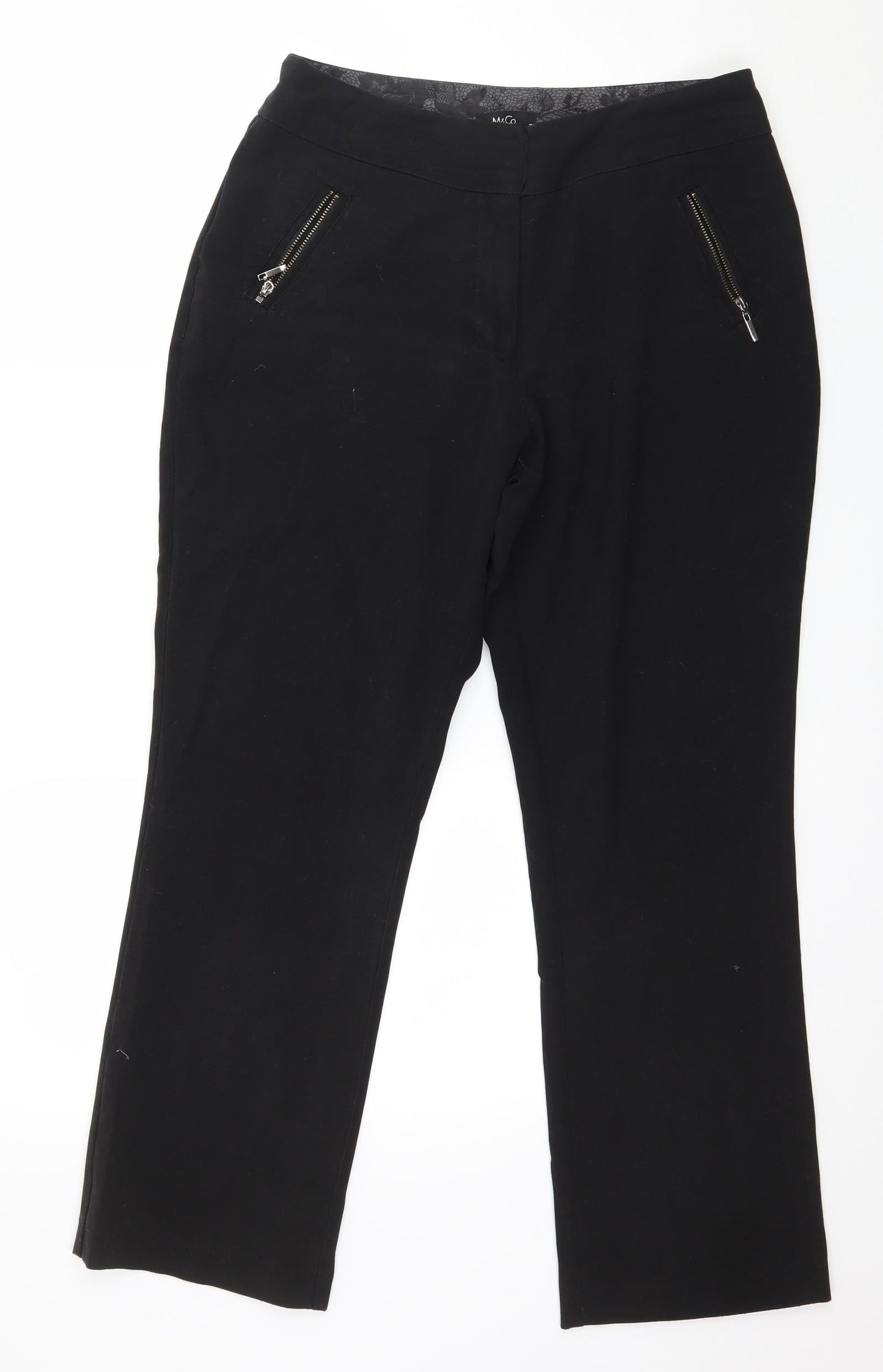 Womens UK Size 32 in M&Co Regular Fit  Black Trousers