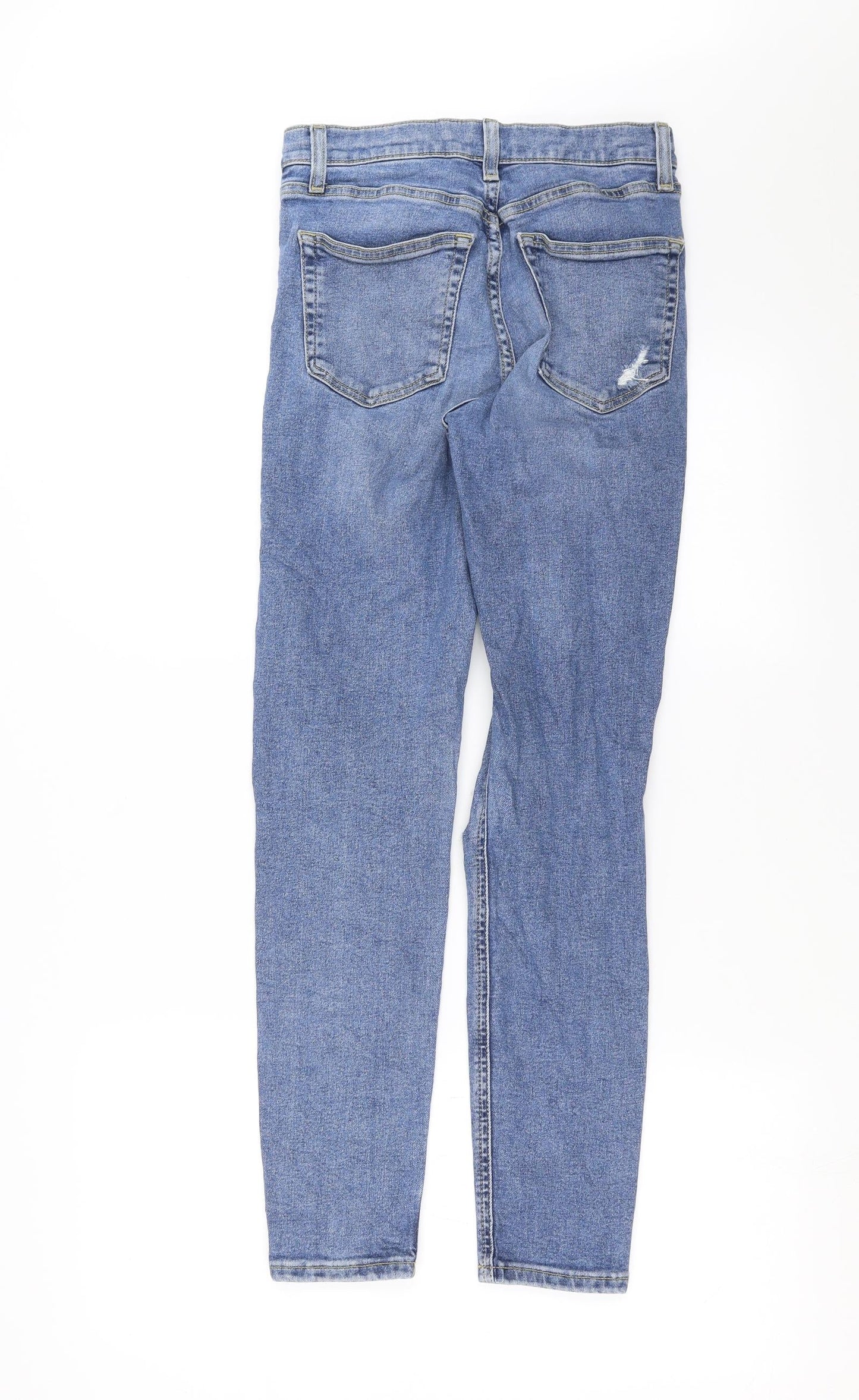 Topshop Womens Blue  Denim Straight Jeans Size 28 in L28 in - Distressed