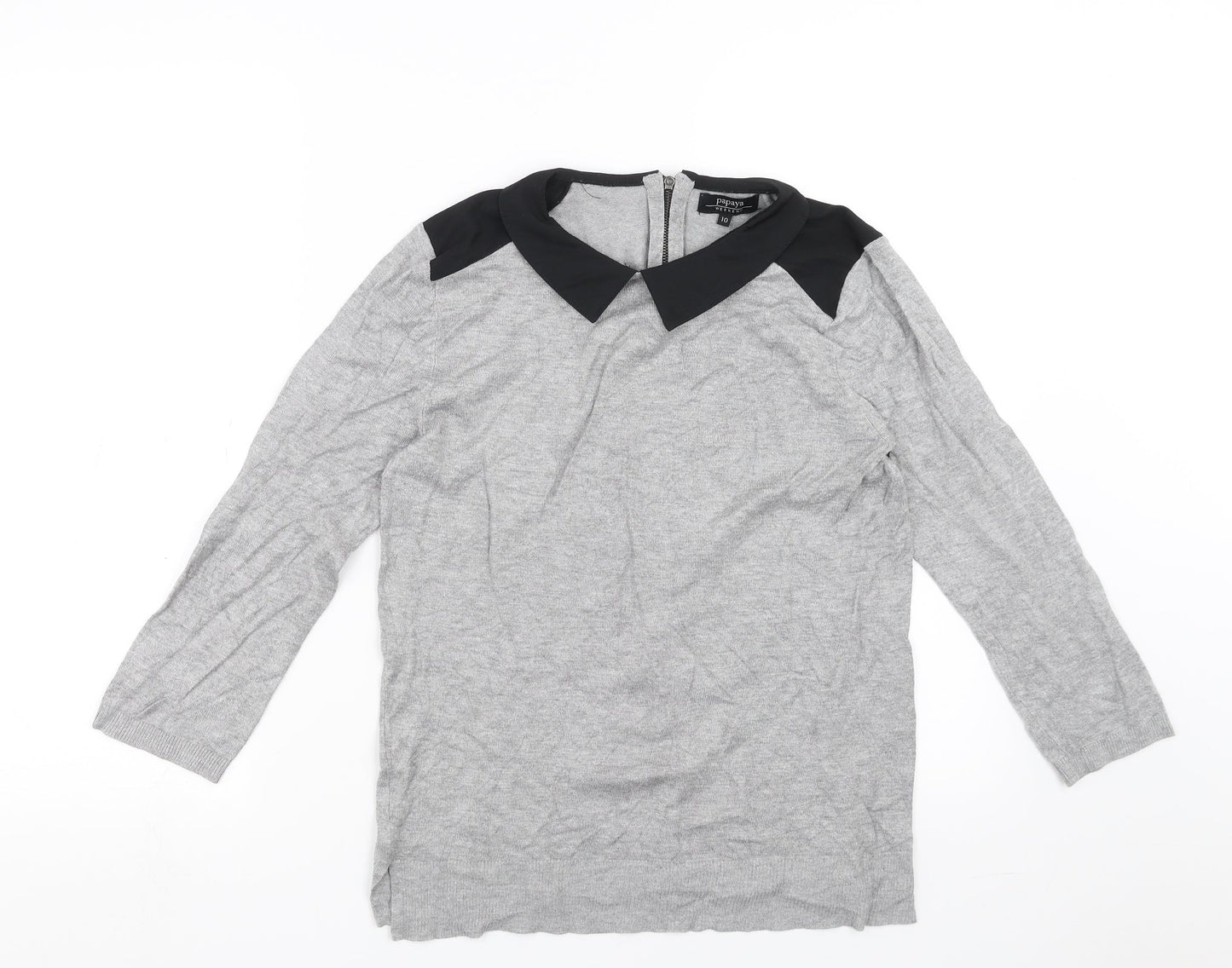 Womens UK Size 10 Papaya Grey Pullover Jumper