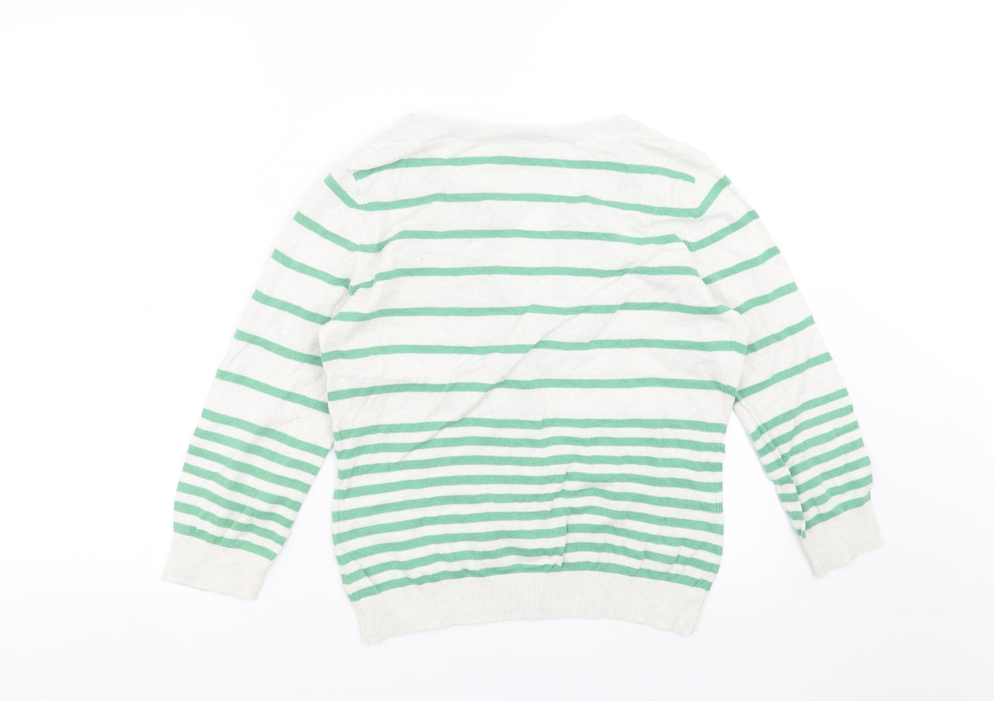 H&M Mens White Striped Knit Cardigan Jumper Size S