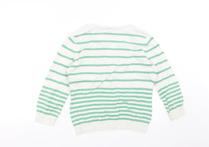 H&M Mens White Striped Knit Cardigan Jumper Size S