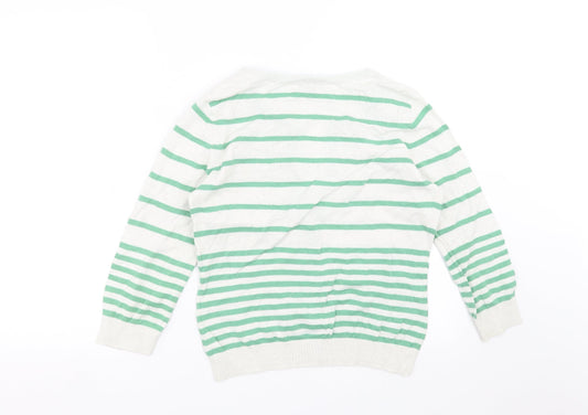 H&M Mens White Striped Knit Cardigan Jumper Size S