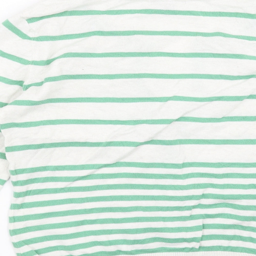 H&M Mens White Striped Knit Cardigan Jumper Size S