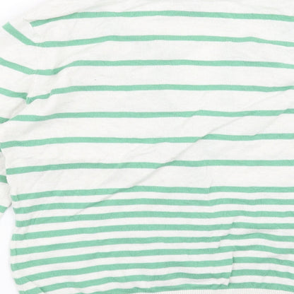 H&M Mens White Striped Knit Cardigan Jumper Size S