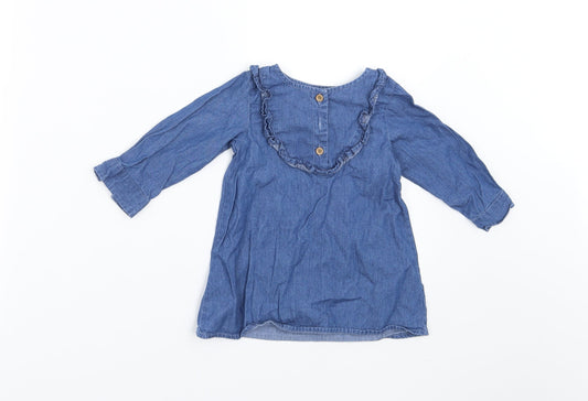 Primark Girls Blue  Denim Shirt Dress  Size 6-9 Months