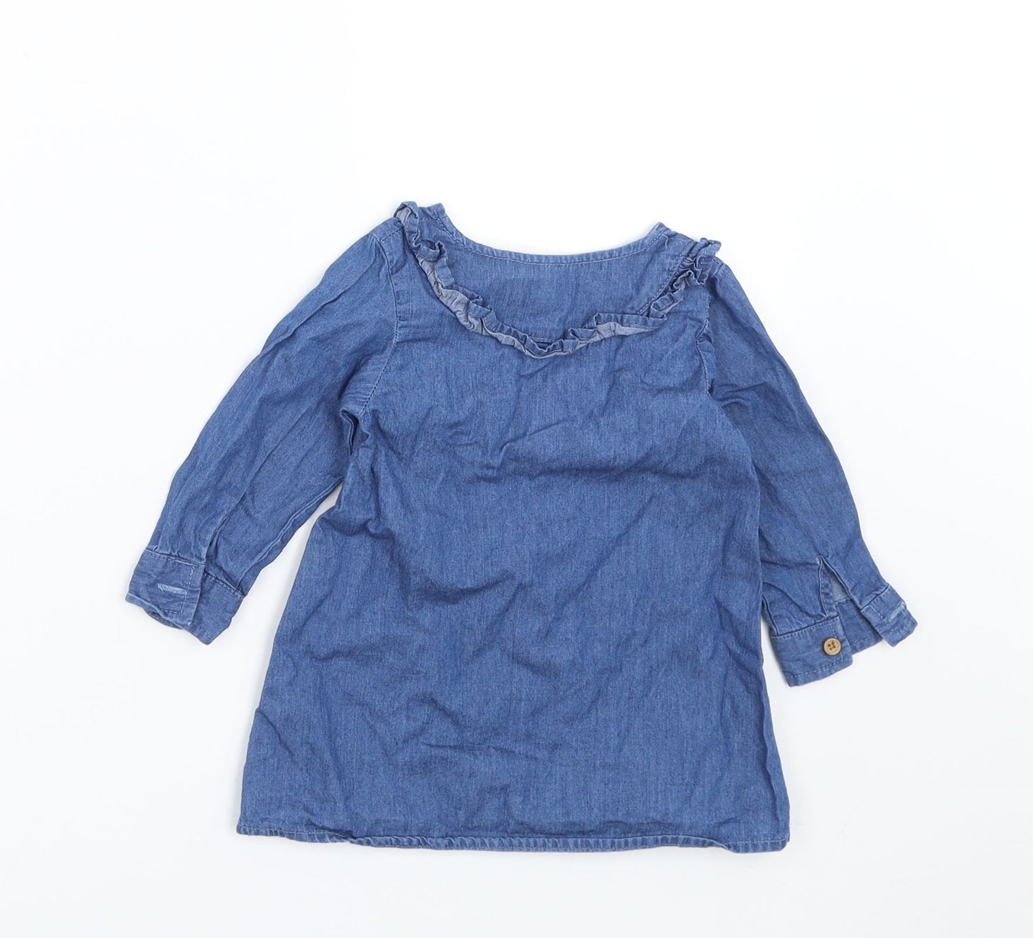 Primark Girls Blue  Denim Shirt Dress  Size 6-9 Months