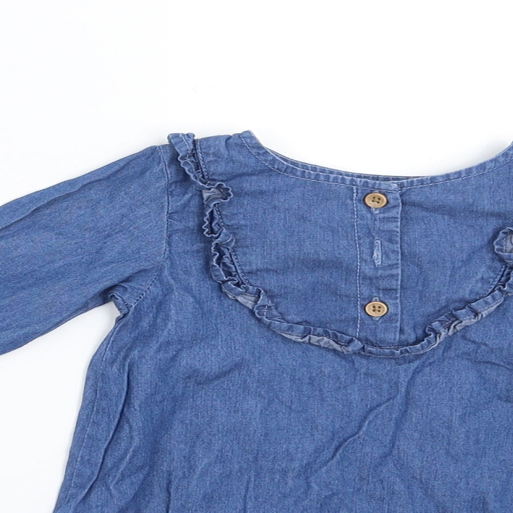 Primark Girls Blue  Denim Shirt Dress  Size 6-9 Months