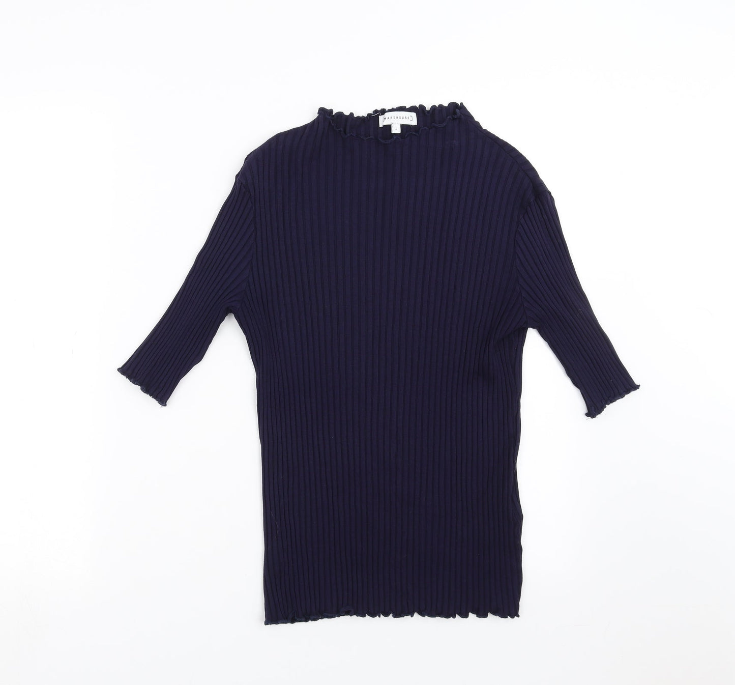 Womens UK Size 16 Warehouse Blue Basic T-Shirt