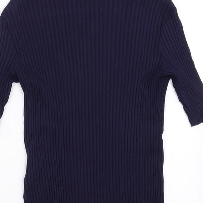 Womens UK Size 16 Warehouse Blue Basic T-Shirt