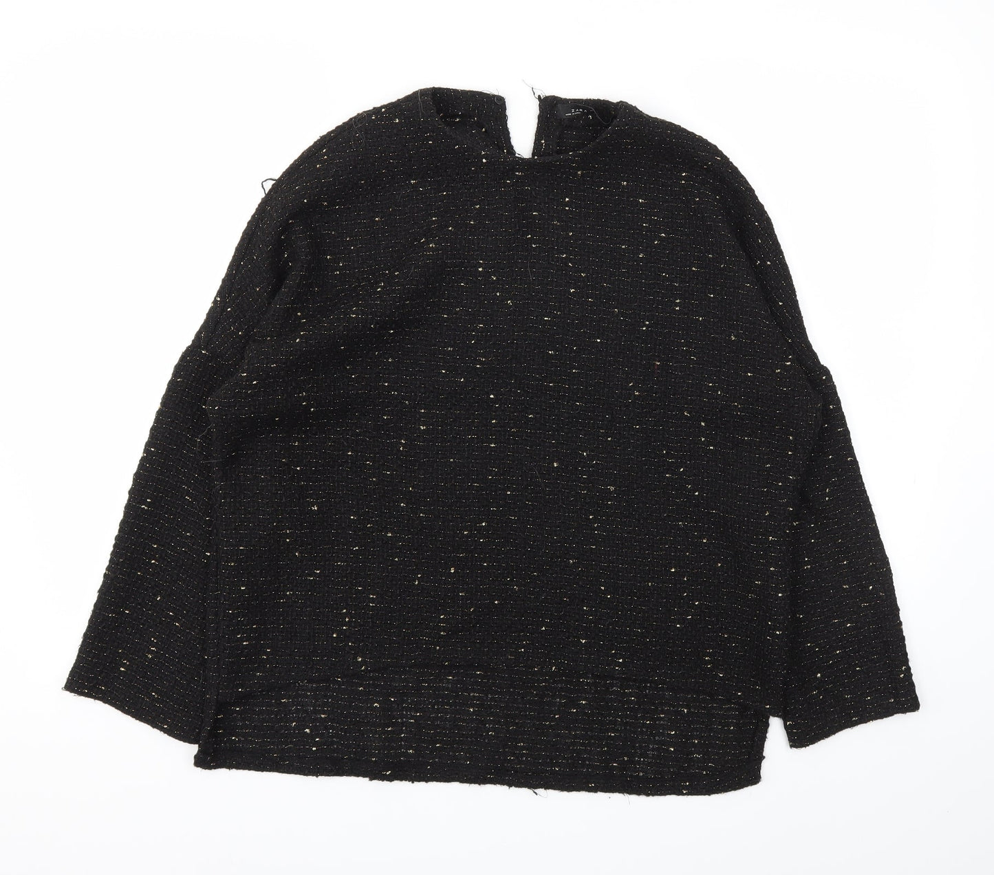 Womens UK Size XS Zara Black Basic T-Shirt