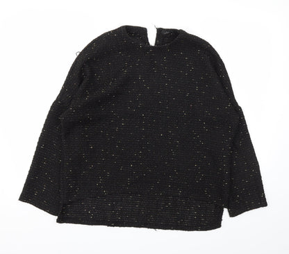 Womens UK Size XS Zara Black Basic T-Shirt