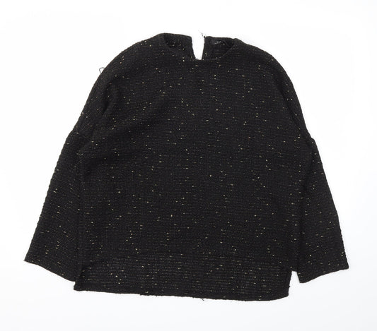 Womens UK Size XS Zara Black Basic T-Shirt
