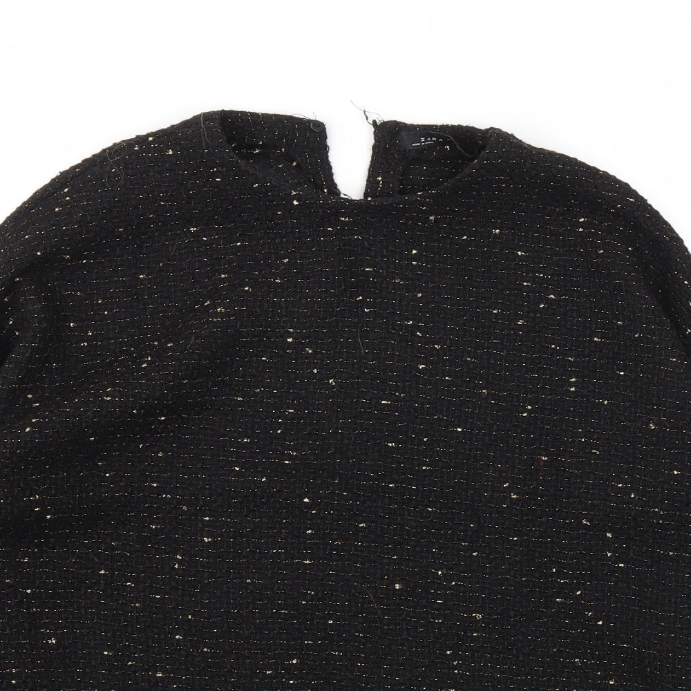 Womens UK Size XS Zara Black Basic T-Shirt