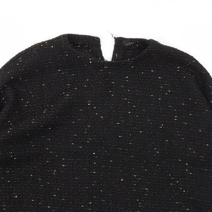 Womens UK Size XS Zara Black Basic T-Shirt