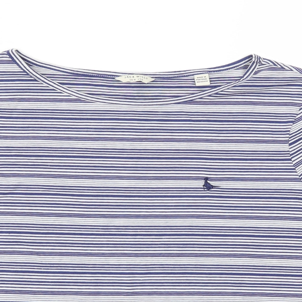 Jack Wills Womens Blue Striped  Basic Polo Size 10