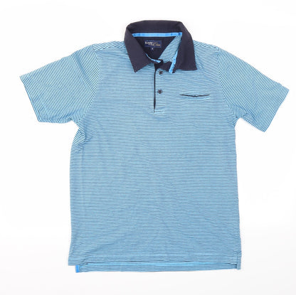 Easy Mens Blue Striped   Polo Size S