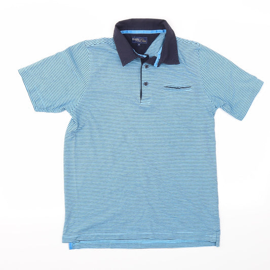 Easy Mens Blue Striped   Polo Size S