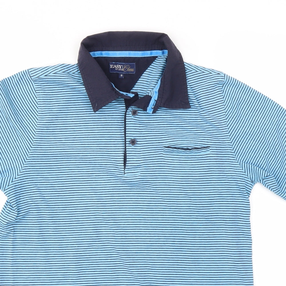 Easy Mens Blue Striped   Polo Size S
