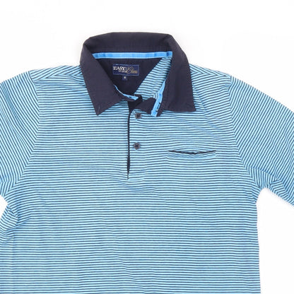 Easy Mens Blue Striped   Polo Size S